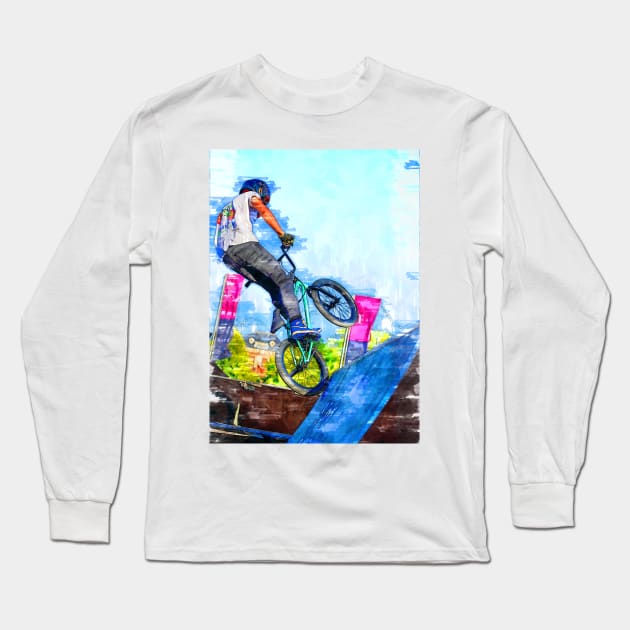 Rad BMX Shot Silhouette. For BMX lovers. Long Sleeve T-Shirt by ColortrixArt